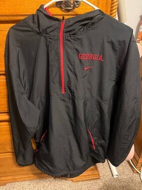 Nike Black Windbreaker Jacket with Red Accents - Georgia Embroidered

Unisex